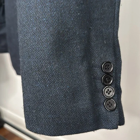 Men's Tweed Herringbone Wedding Suit Prom Tuxedo  3 Piece Peak Lapel Size 44R - Picture 4 of 12